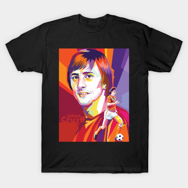 Johan Cruyff football legend T-shirt T-Shirt by Mulyadi Walet